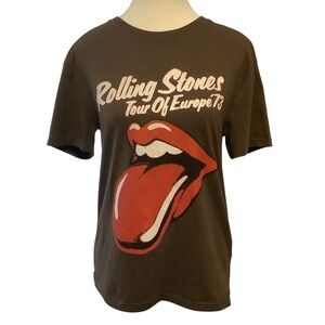 THE ROLLING STONES TOUR OF EUROPE 73 BROWN WITH GRAPHIC PRINT T-SHIRT/ Size S
